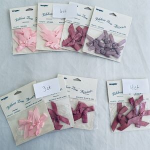 Lot of Wrights Satin Bows Small Ready Made 2" Satin Ribbon Bows Pink & Purple